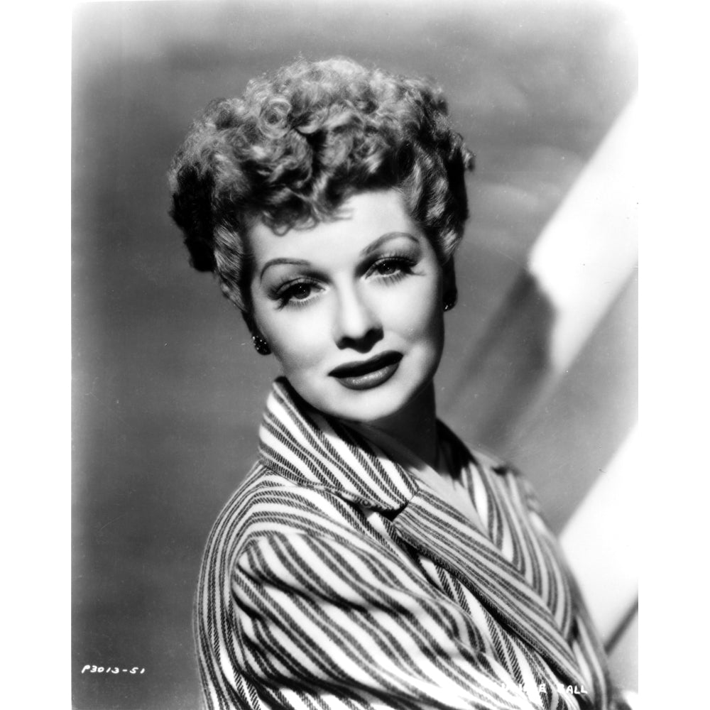 Lucille Ball Posed in Stripe Suit with a Smile Photo Print Image 1