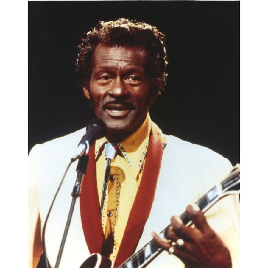 Chuck Berry Playing Guitar in White Tuxedo Photo Print Image 1