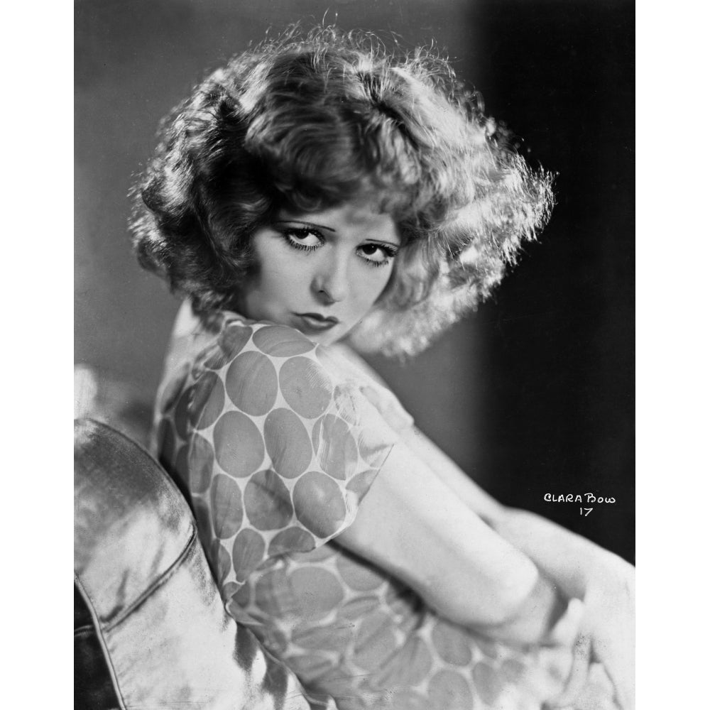 Clara Bow sitting Pose in Floral Shirt Classic Portrait- Photograph Print Photo Print Image 1