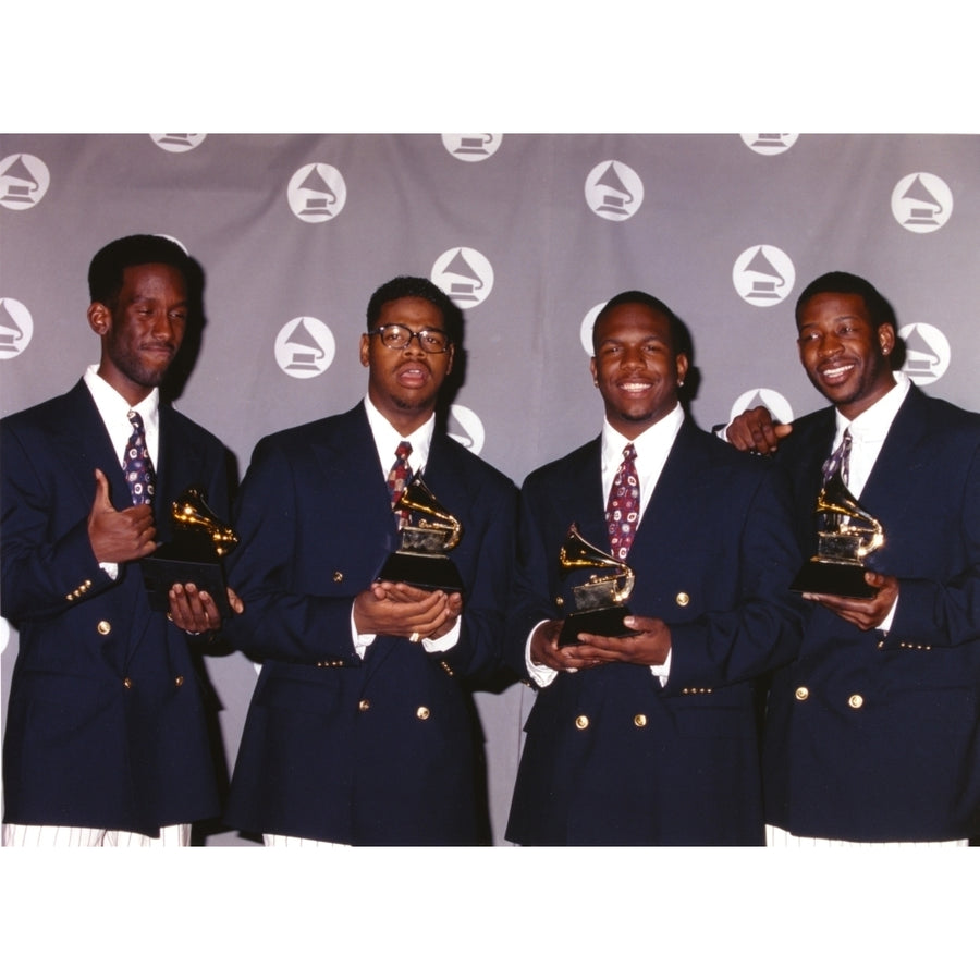 Boyz II Men Holding Trophies in Black Suits Group Portrait Photo Print Image 1