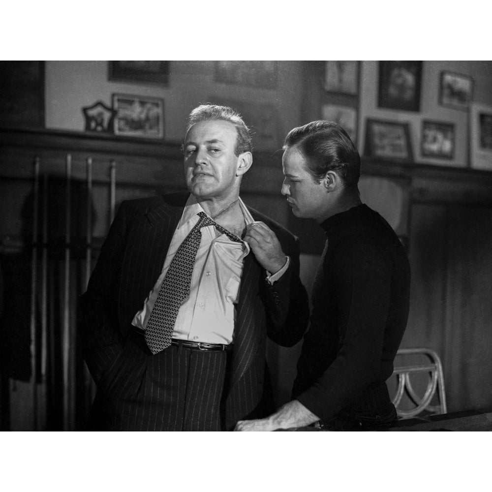 Marlon Brando Arguing an Old Man in Black and White Photo Print Image 1