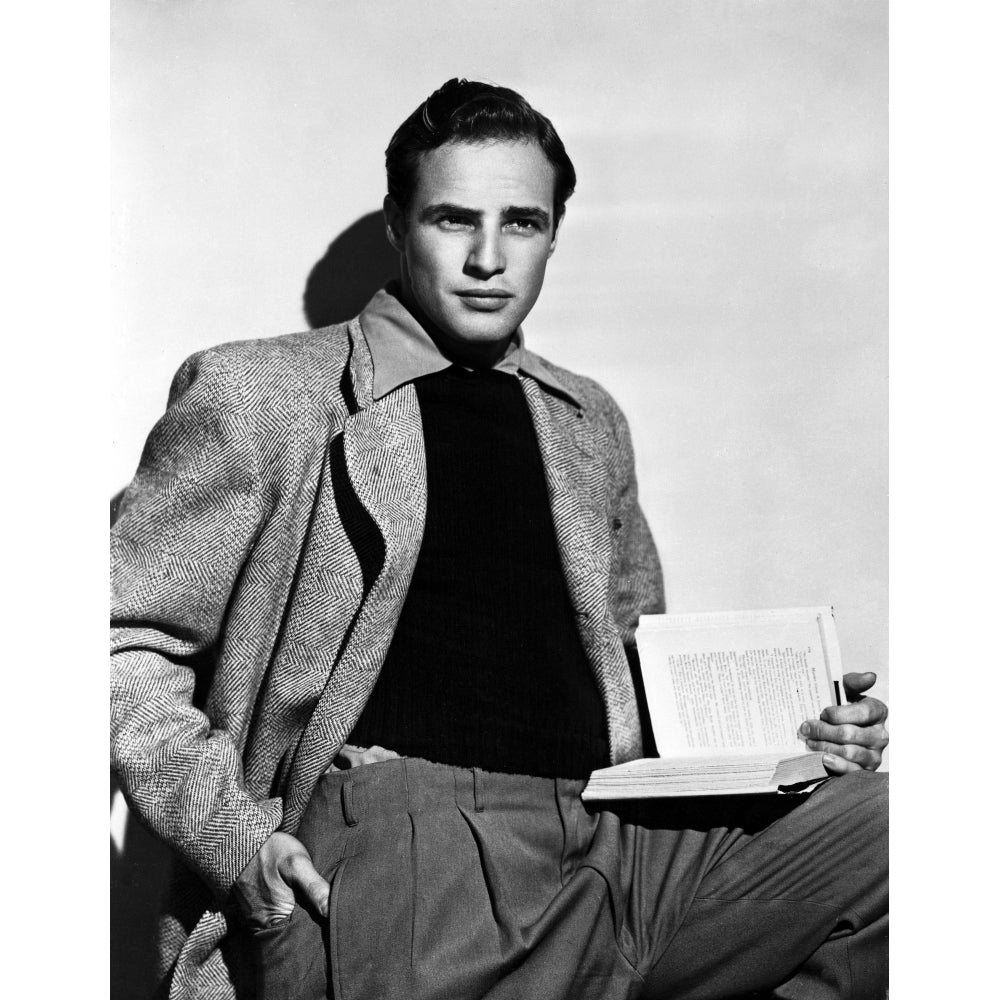 Marlon Brando Movie Scene in Black and White Photo Print Image 1