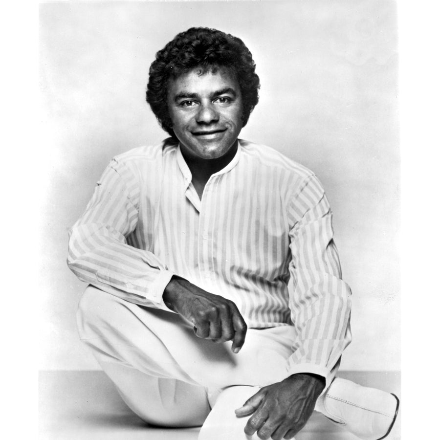 Johnny Mathis wearing a striped shirt Photo Print Image 1