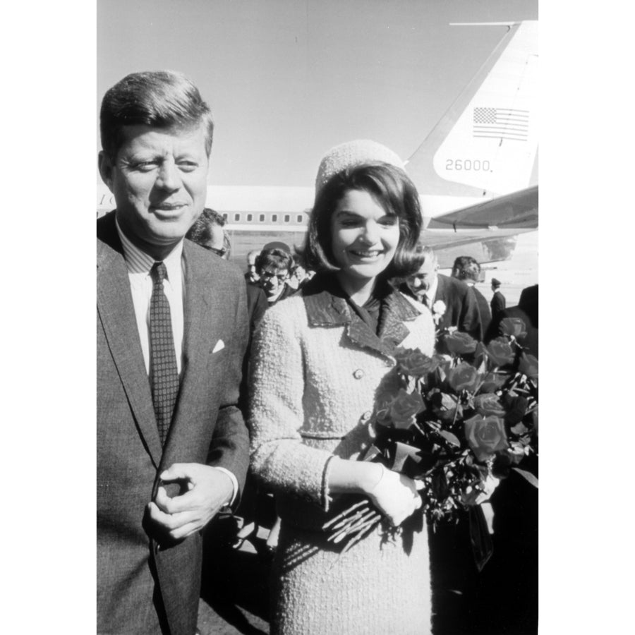 President John F Kennedy and Jackie Onassis holding flowers Photo Print Image 1