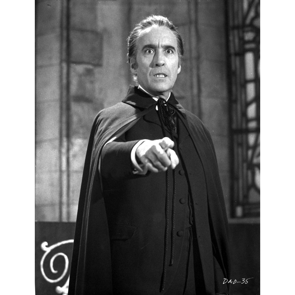 Film still of Christopher Lee as Dracula pointing Photo Print Image 1