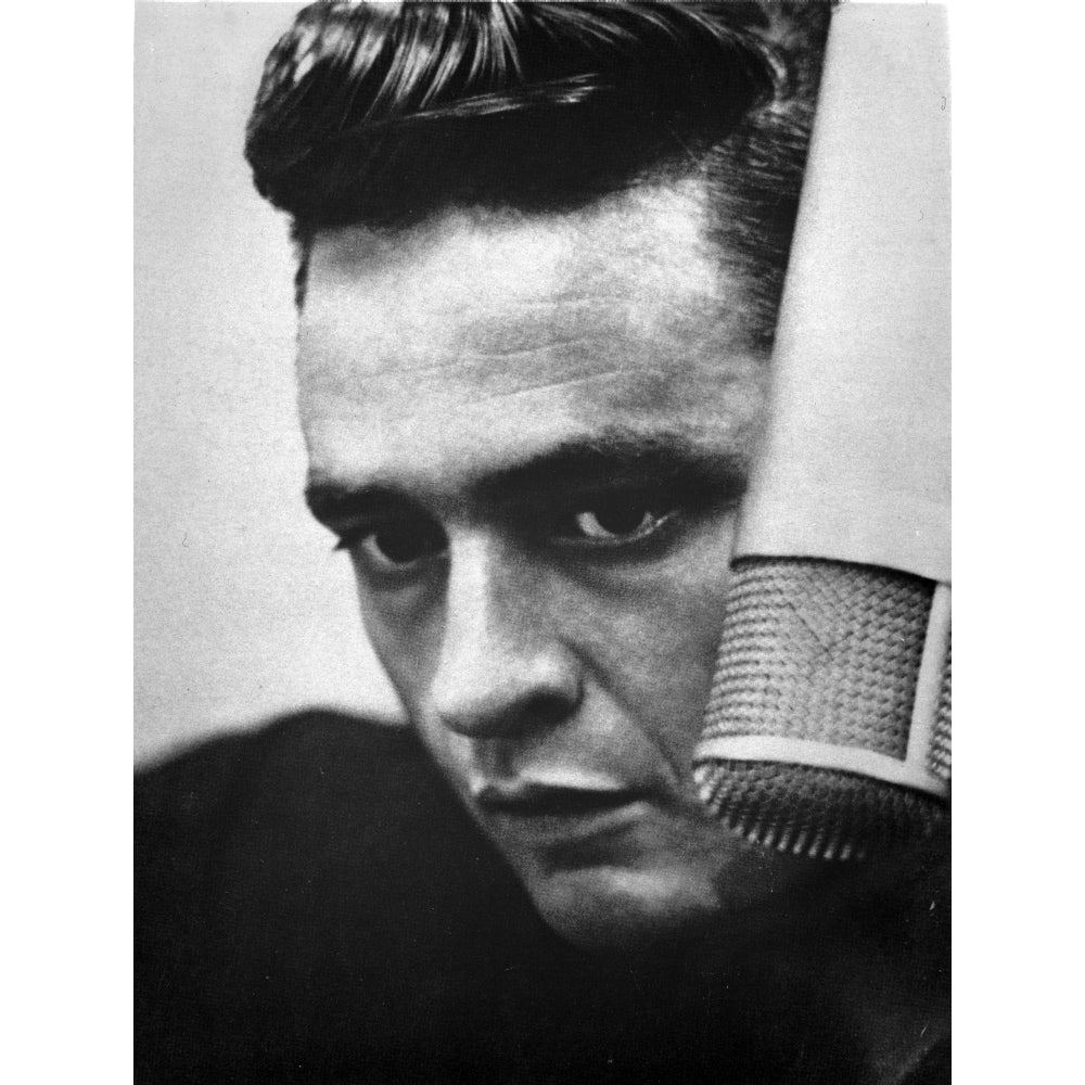 Johnny Cash with a microphone Photo Print Image 1