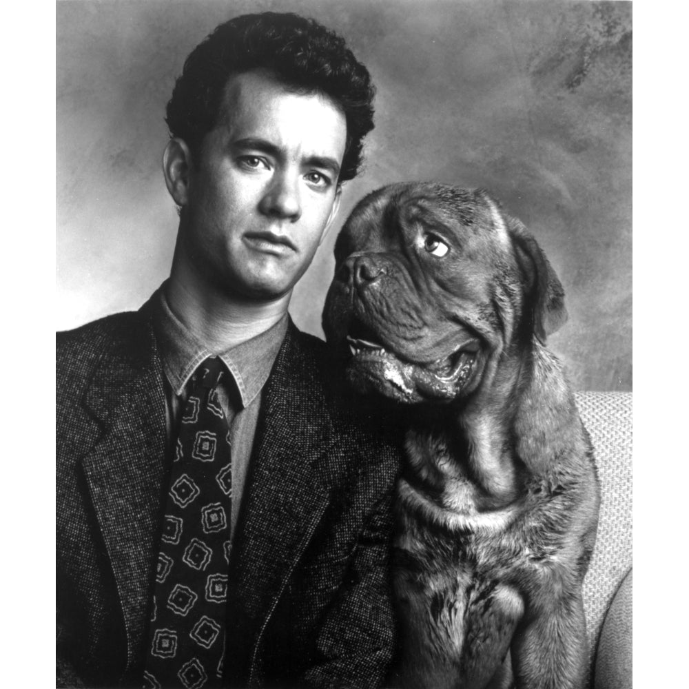 Tom Hanks wearing a patterned tie and a dog Photo Print Image 1