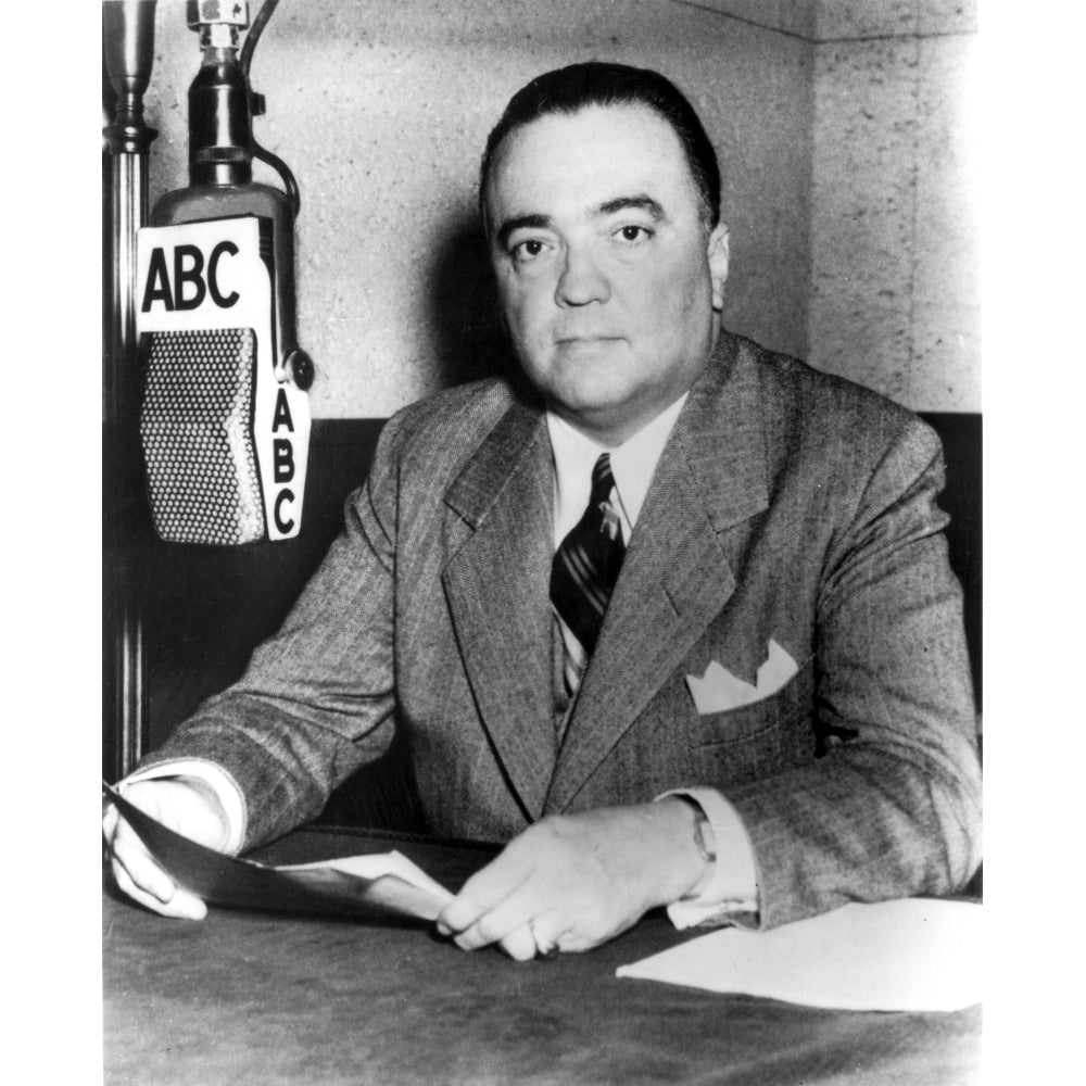 Edgar J Hoover talking on the radio Photo Print Image 1