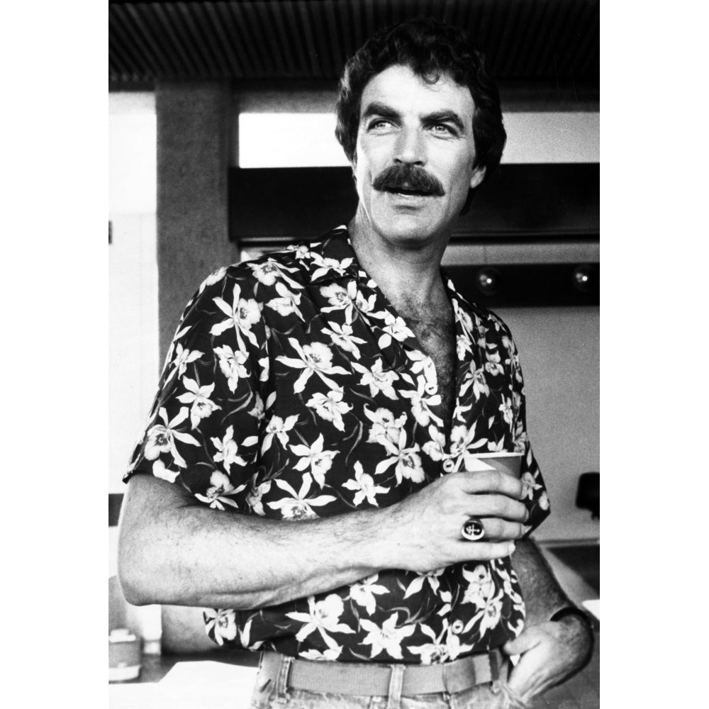 Magnum Pi Looking Away in Floral Polo Portrait Photo Print Image 1