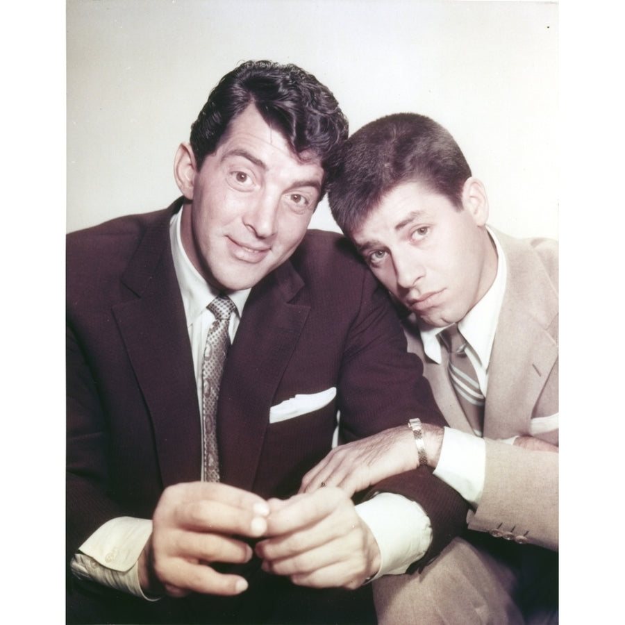 Dean Martin and Jerry Lewis Scene with a Man wearing Black Suit when the Other One in Brown Suit Photo Print Image 1