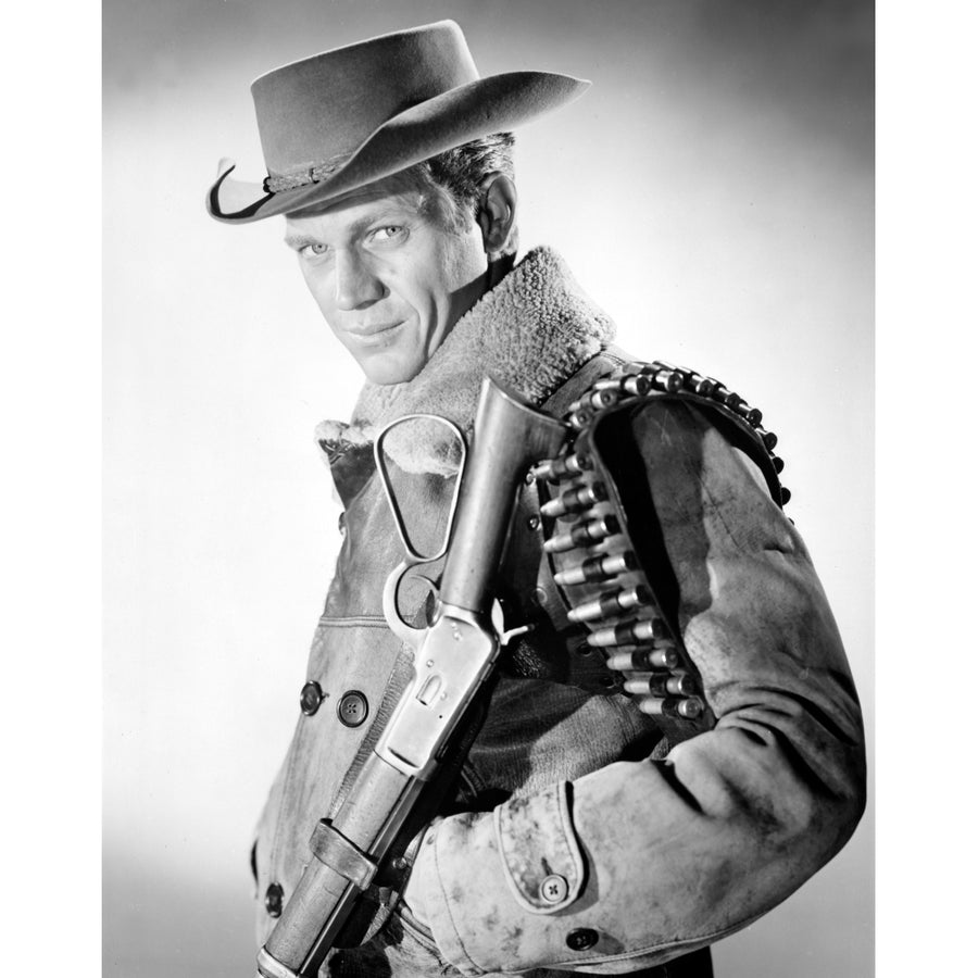 Publicity still of Steve McQueen with a gun Photo Print Image 1