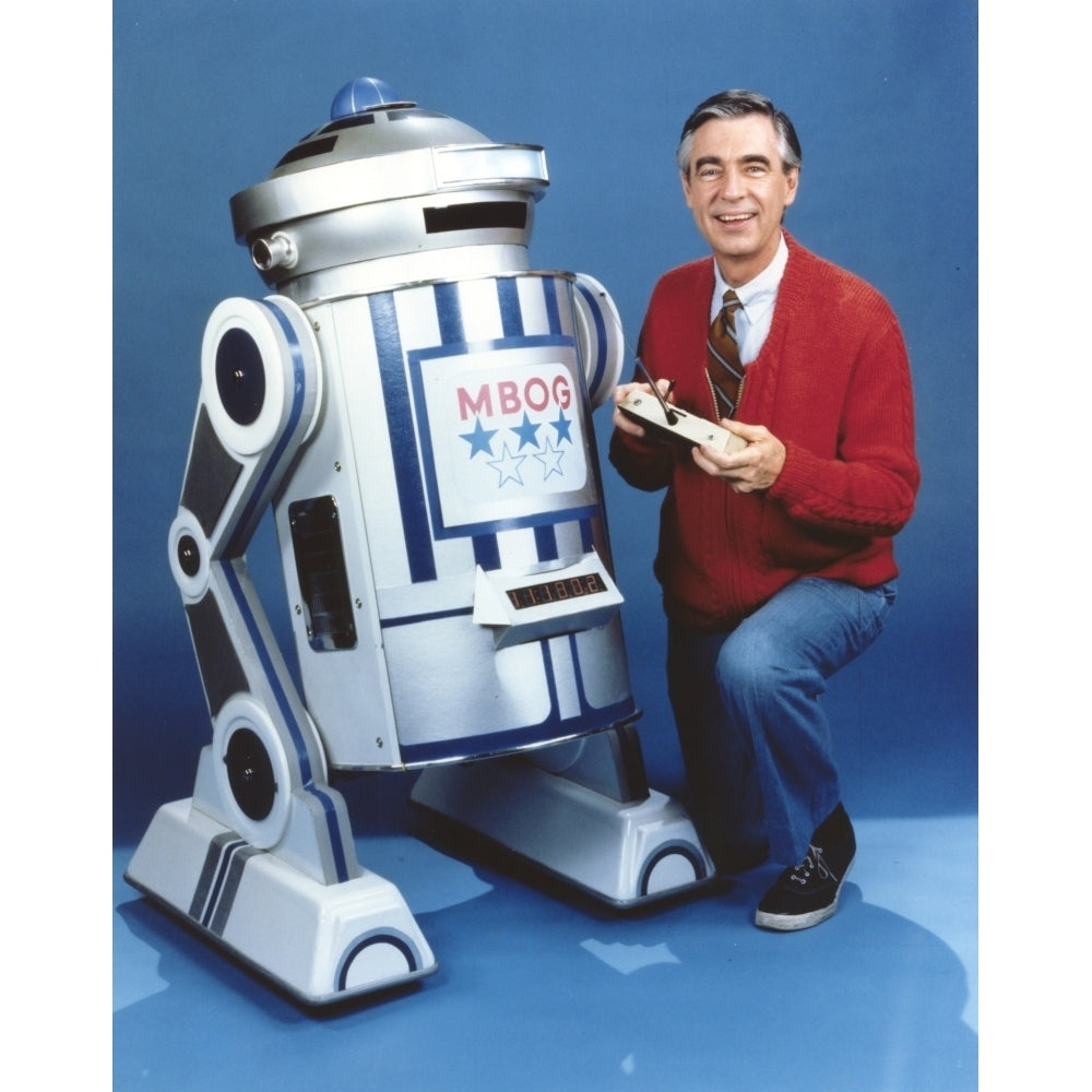 Mister Rogers Holding Remote Control in Red Sweater Photo Print Image 1