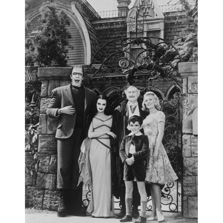 Munsters Posed in Black and White Photo Print Image 1