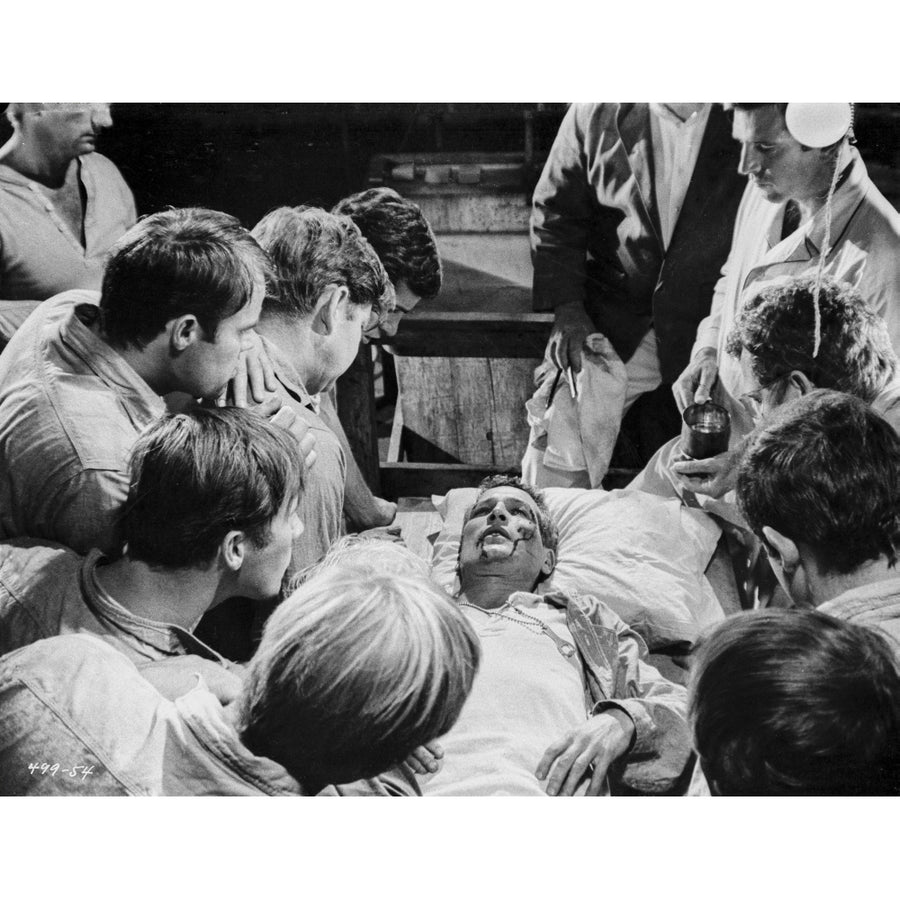 Paul Newman Dying With Group of People Black and White Photo Print Image 1