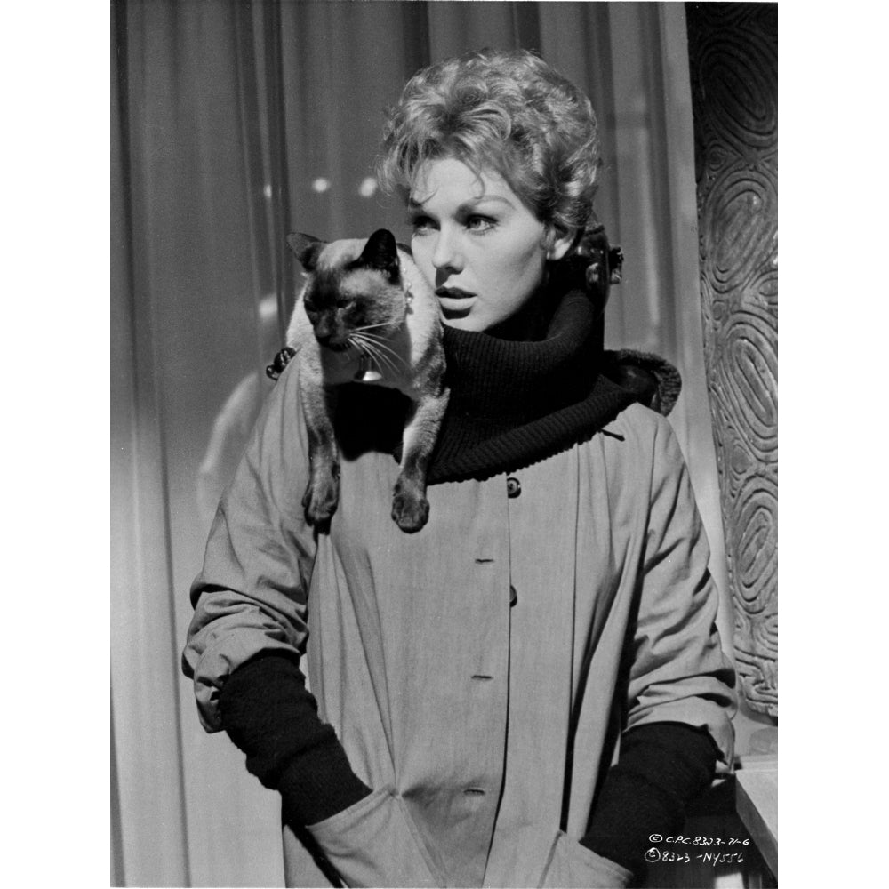 Kim Novak Posed in Formal Outfit With Cat Photo Print Image 1