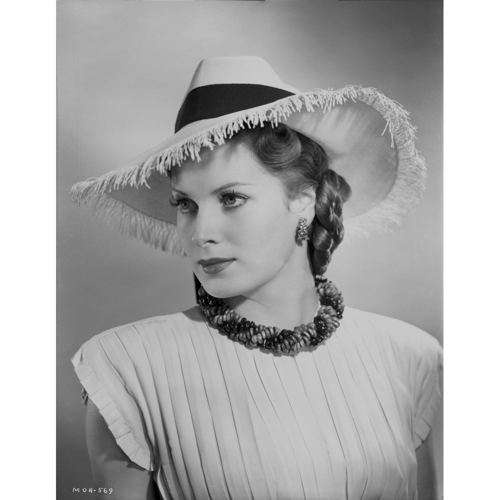 Maureen OHara in White Gown With Hat Portrait Photo Print Image 1