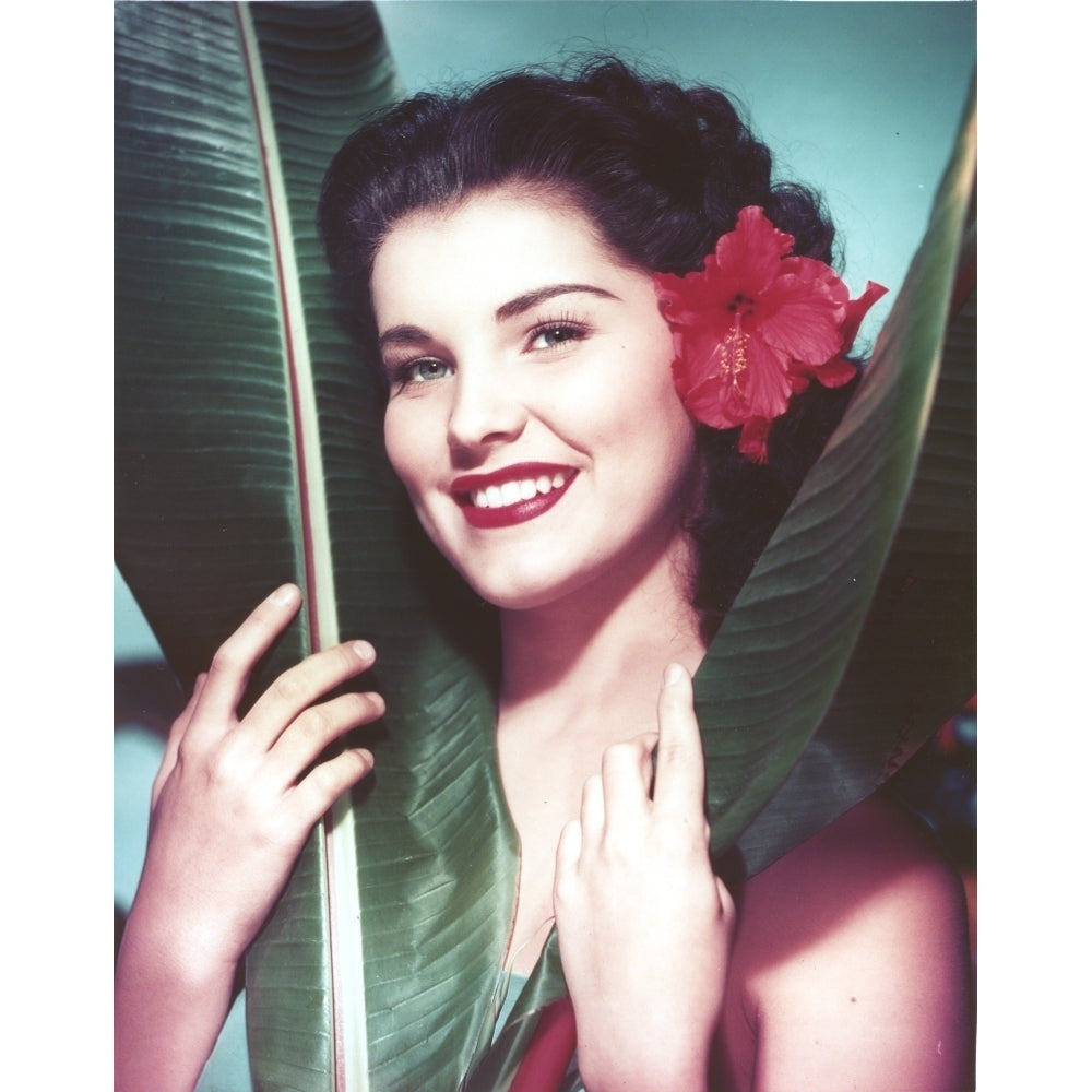 Debra Paget Close Up Portrait with a Flowers on Her Hair Photo Print Image 1