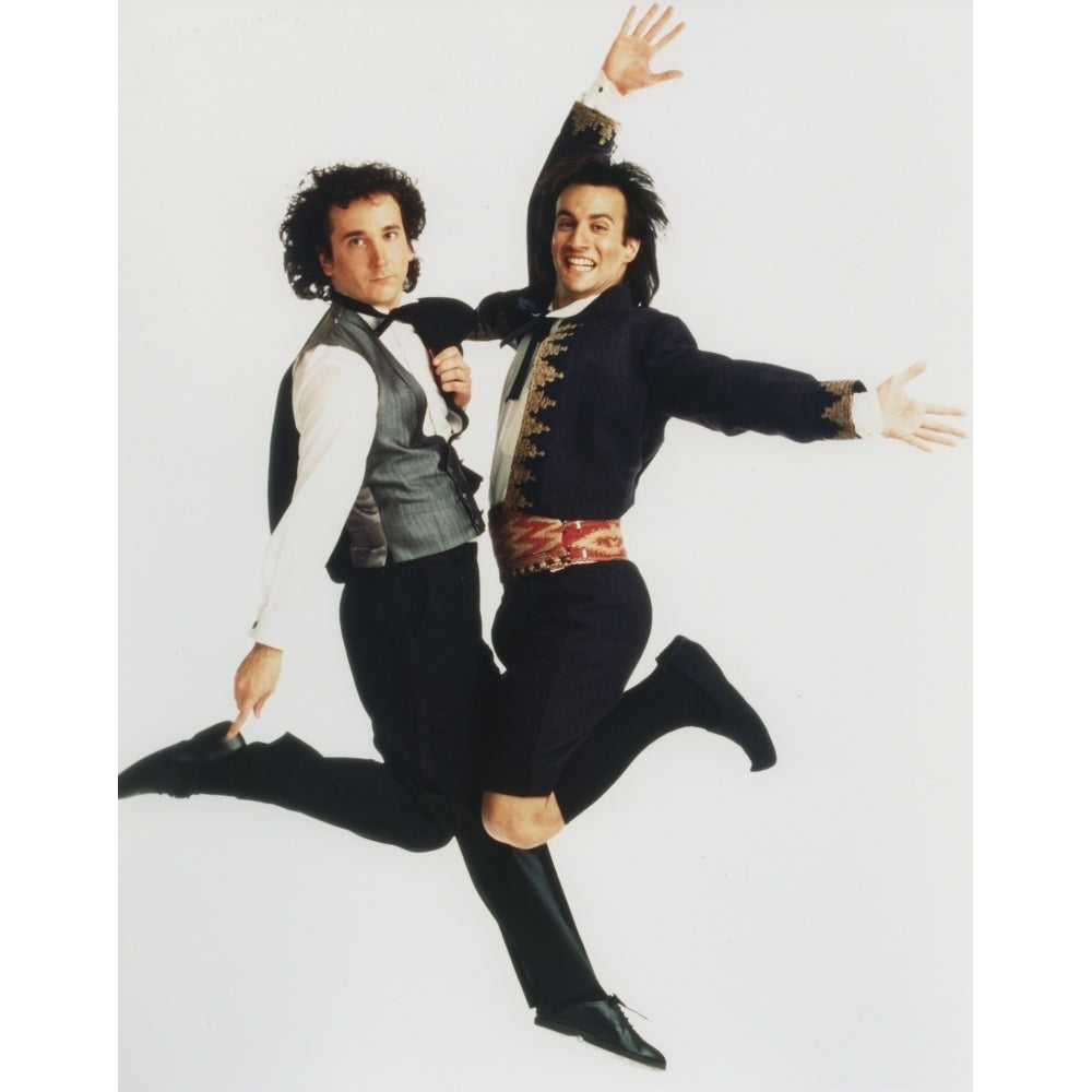 Perfect Strangers Jump Pose in Formal Outfit Portrait with White Background Photo Print Image 1