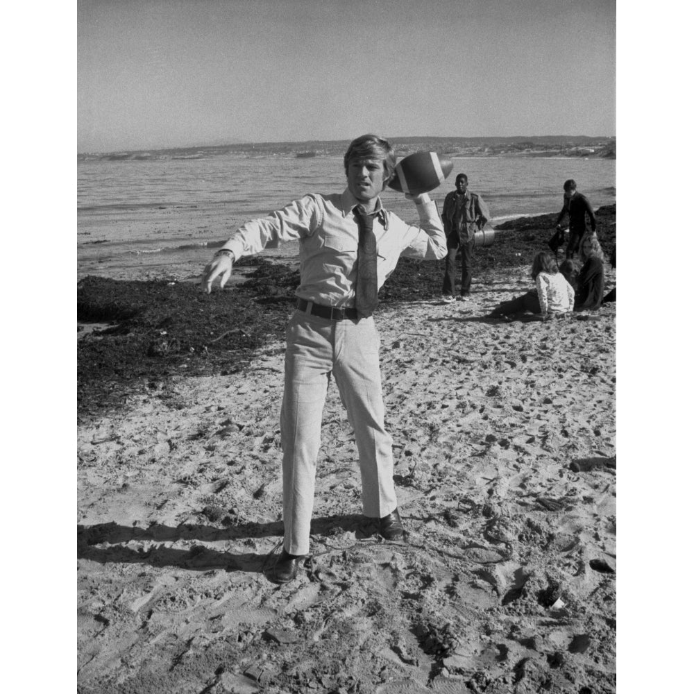 Robert Redford Playing Football at the Beach Photo Print Image 1