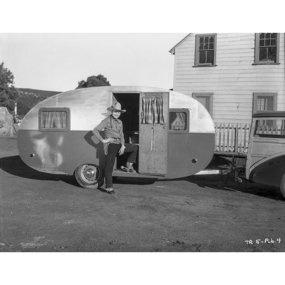 Tex Ritter beside his trailer Photo Print Image 1