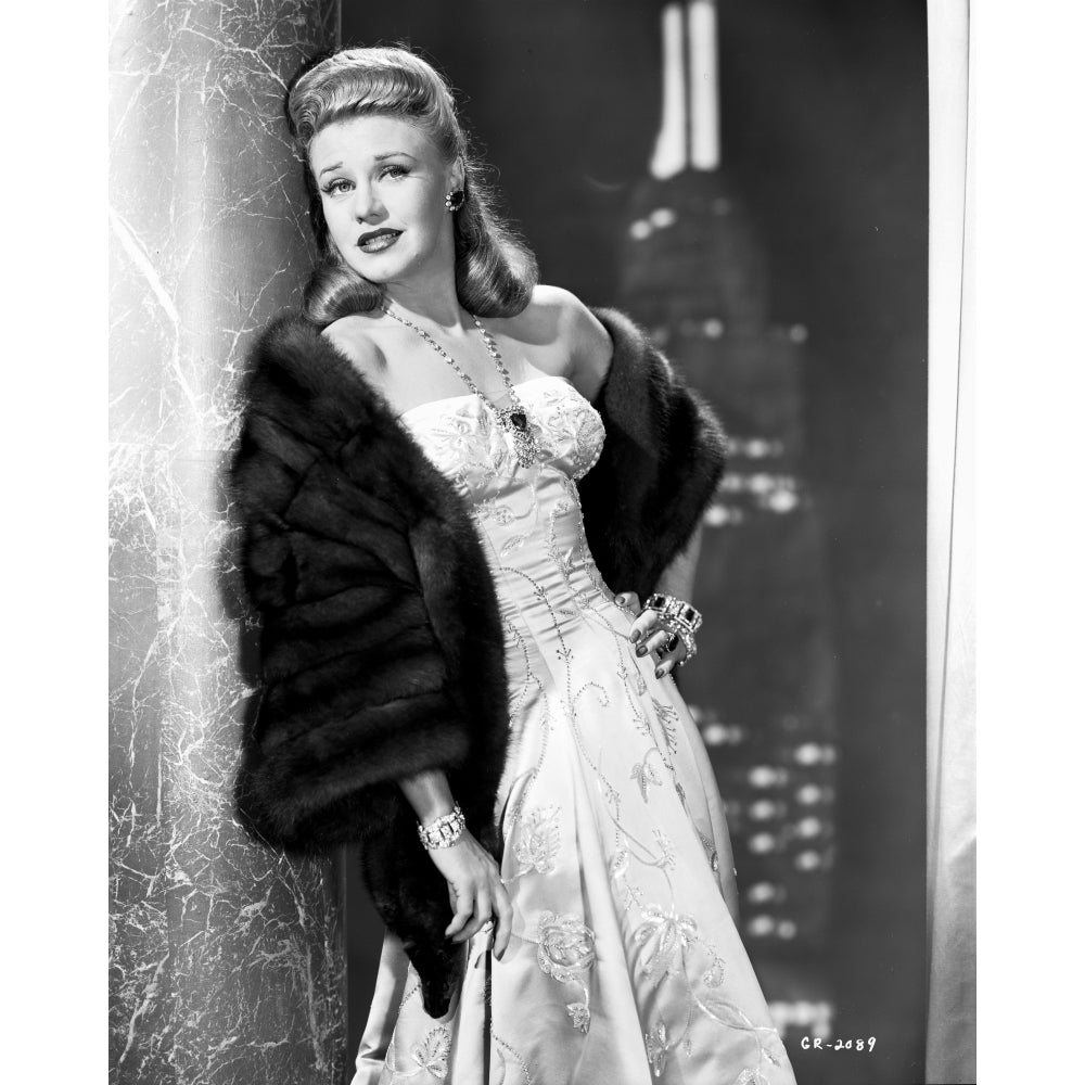 Ginger Rogers Posed in White Gown Black and White Photo Print Image 1