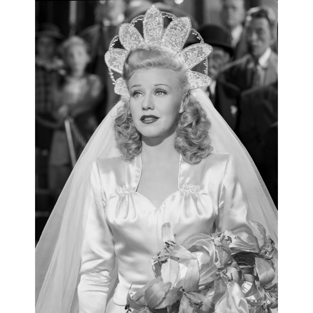 Ginger Rogers in Wedding Dress Outfit Black and White Portrait Photo Print Image 1