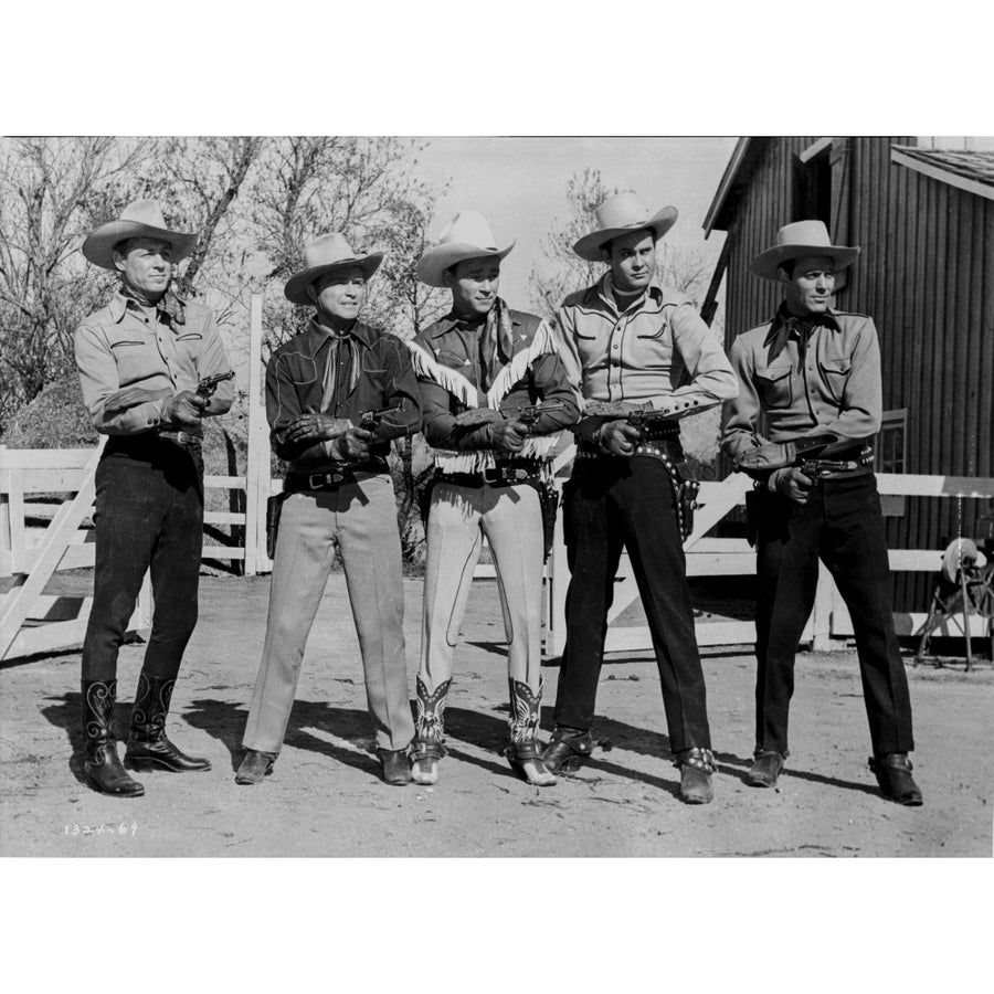 Roy Rogers standing with Men in Black and White Photo Print Image 1