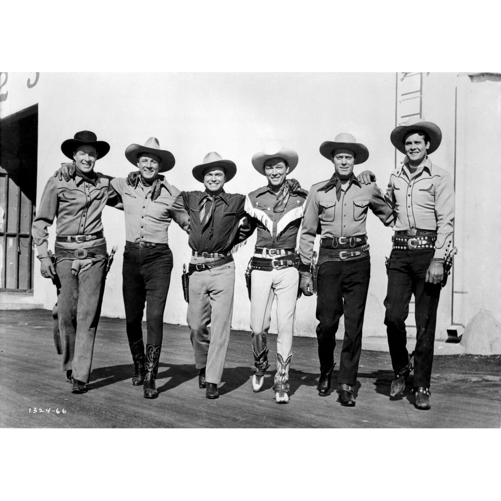 Roy Rogers posed with Men in Black and White Photo Print Image 1