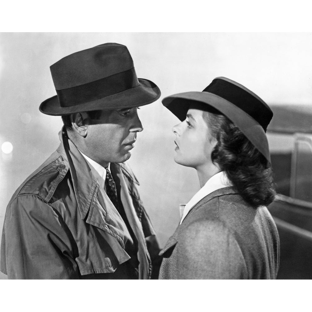 Casablanca Man and Woman wearing Trench Coat with Hat Photo Print Image 1