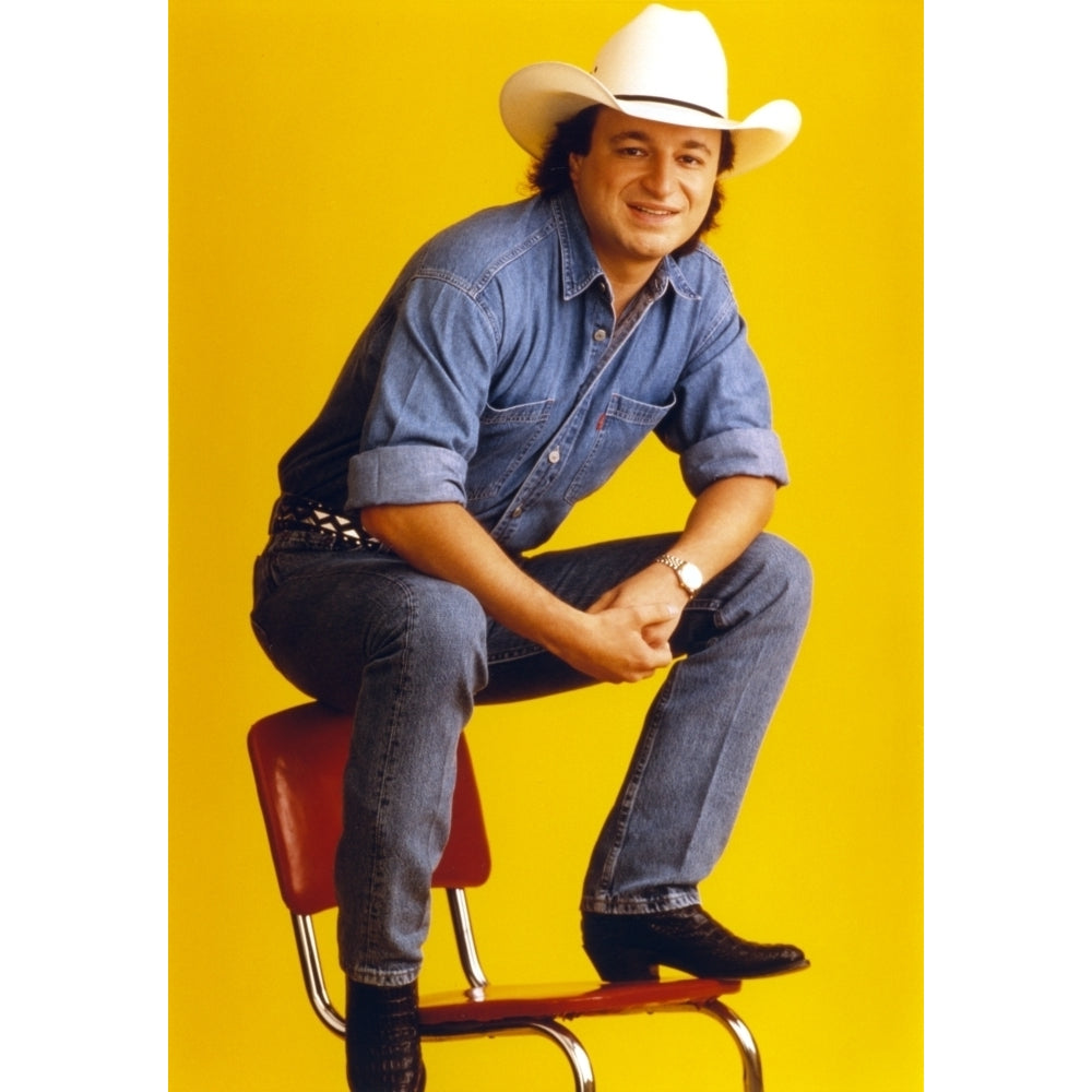 Mark Chesnutt sitting on Chair wearing Cowboy Outfit with Black Leather Shoes Photo Print Image 1