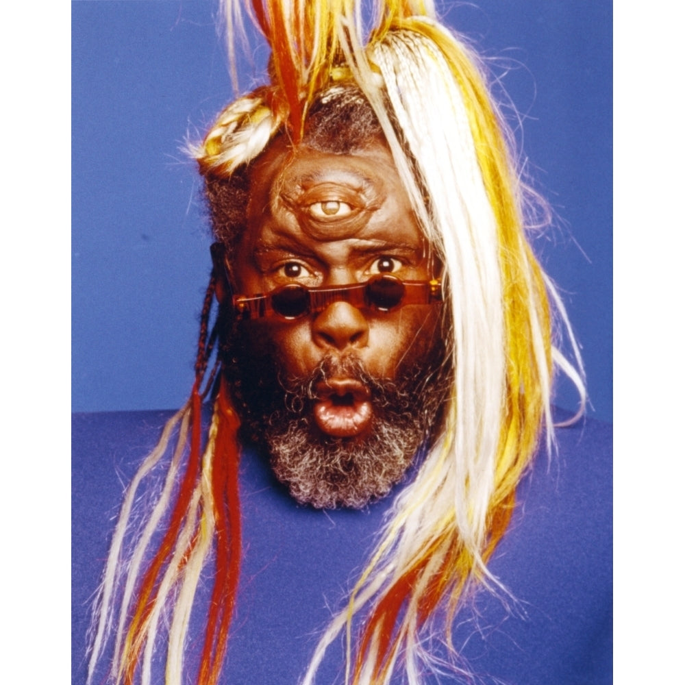 George Clinton Portrait in Blue Background Photo Print Image 1