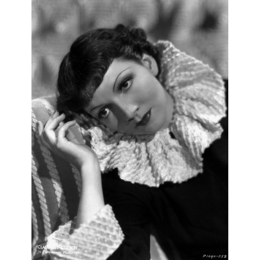 Claudette Colbert Looking Away in Black Dress Portrait Photo Print Image 1