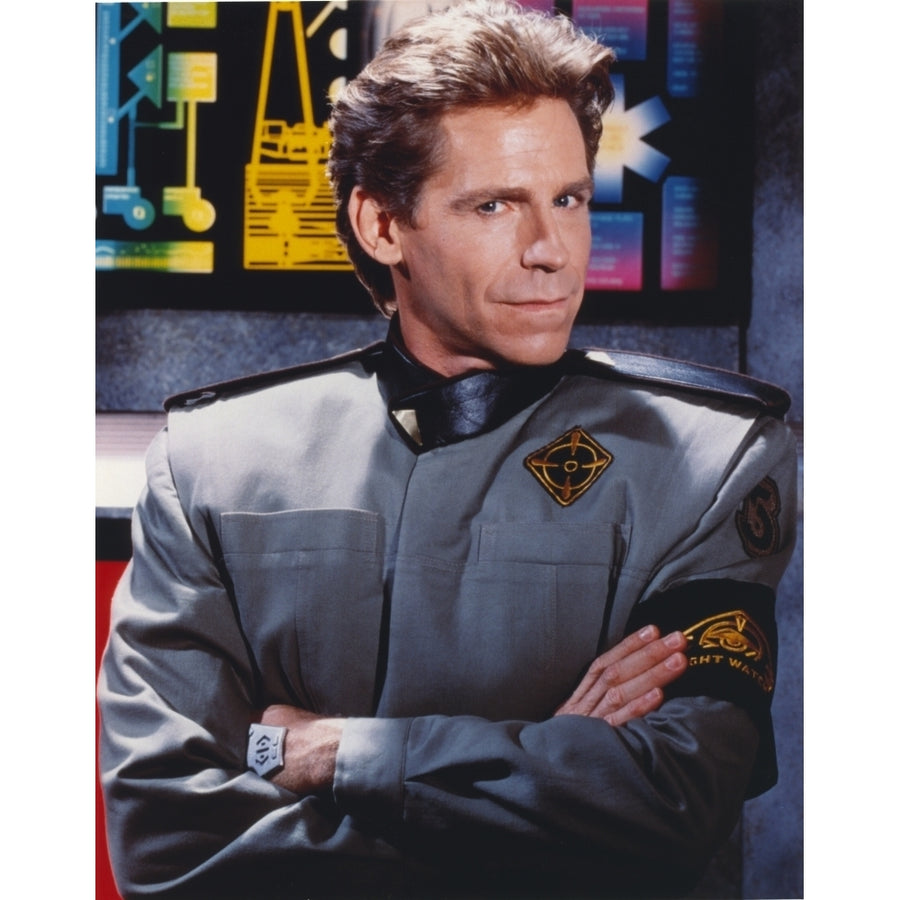 Jeff Conaway as Zach Allan in Babylon 5 in Black Long Sleeve Uniform with Arms Crossed Photo Print Image 1