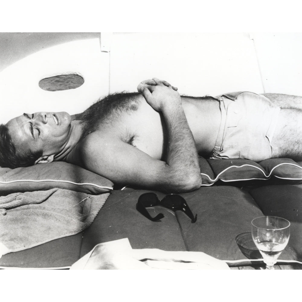 Sean Connery sunbathing on a boat Photo Print Image 1