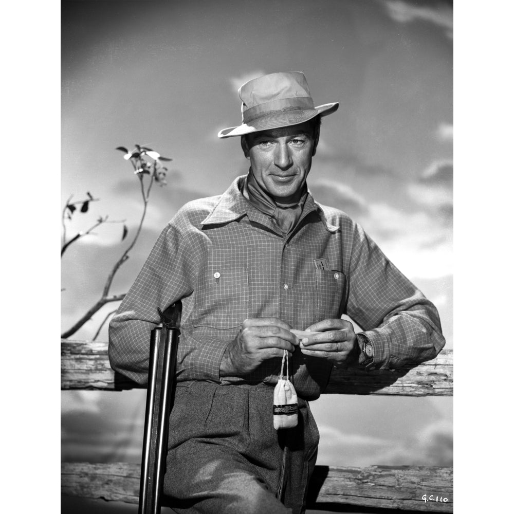 Gary Cooper leaning on Fence in Western Outfit Photo Print Image 1