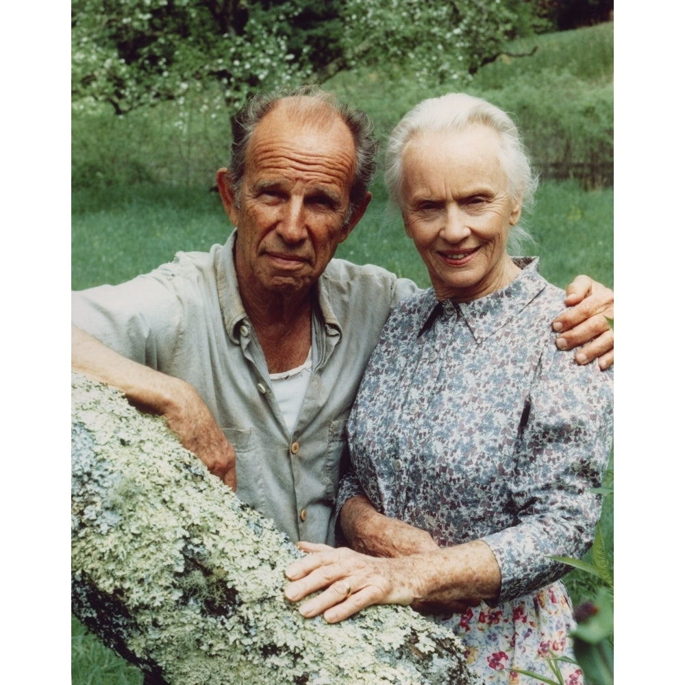 Hume Cronyn in Gray Shirt with Old Lady in Printed Blouse Photo Print Image 1