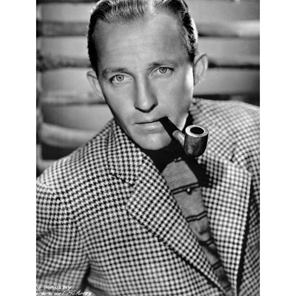 Bing Crosby Posed in Checkered Suit with Pipe Photo Print Image 1