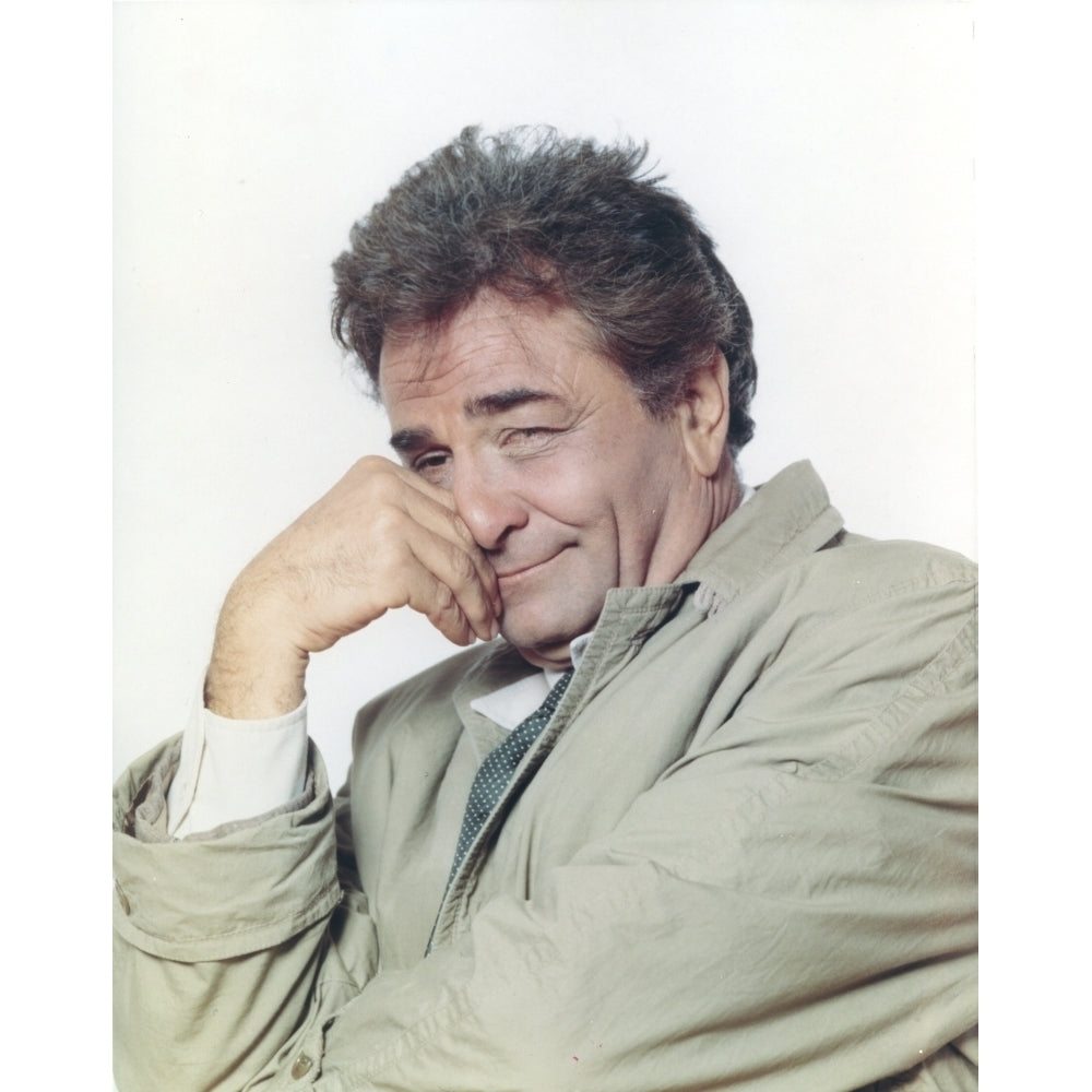 Peter Falk Posed in Gray Coat Portrait with White Background Photo Print Image 1