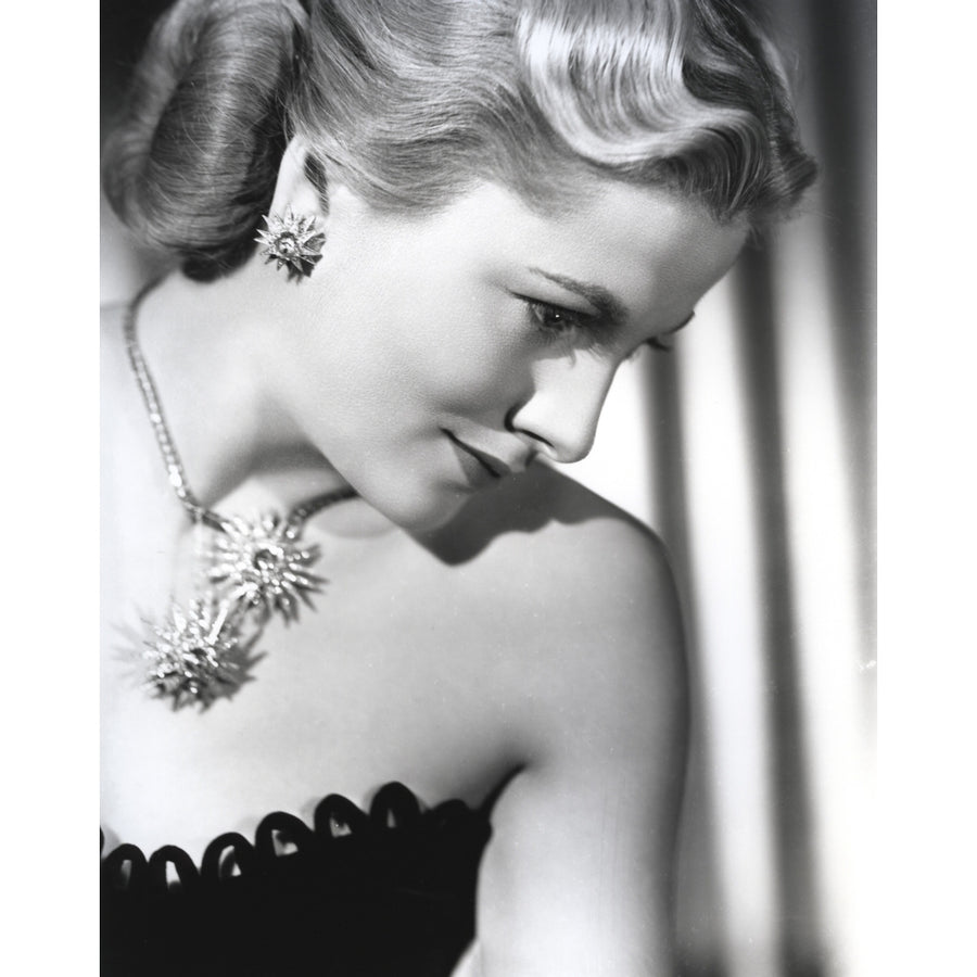 Joan Fontaine wearing a Strapless Black Dress and a Necklace Photo Print Image 1