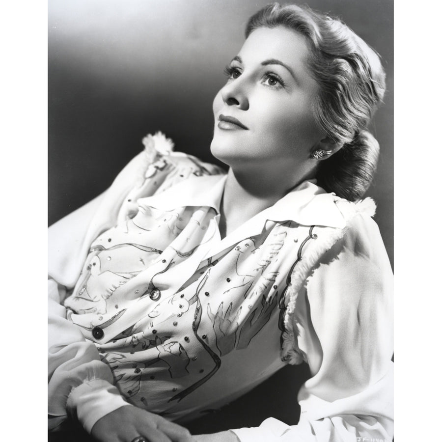 Joan Fontaine Looking Up and wearing a Well Detailed Dress Portrait Photo Print Image 1