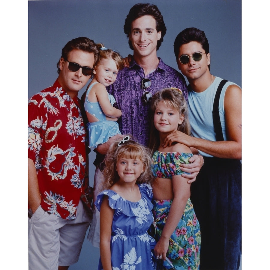 Full House Cast Posed in Blue Background Photo Print Image 1