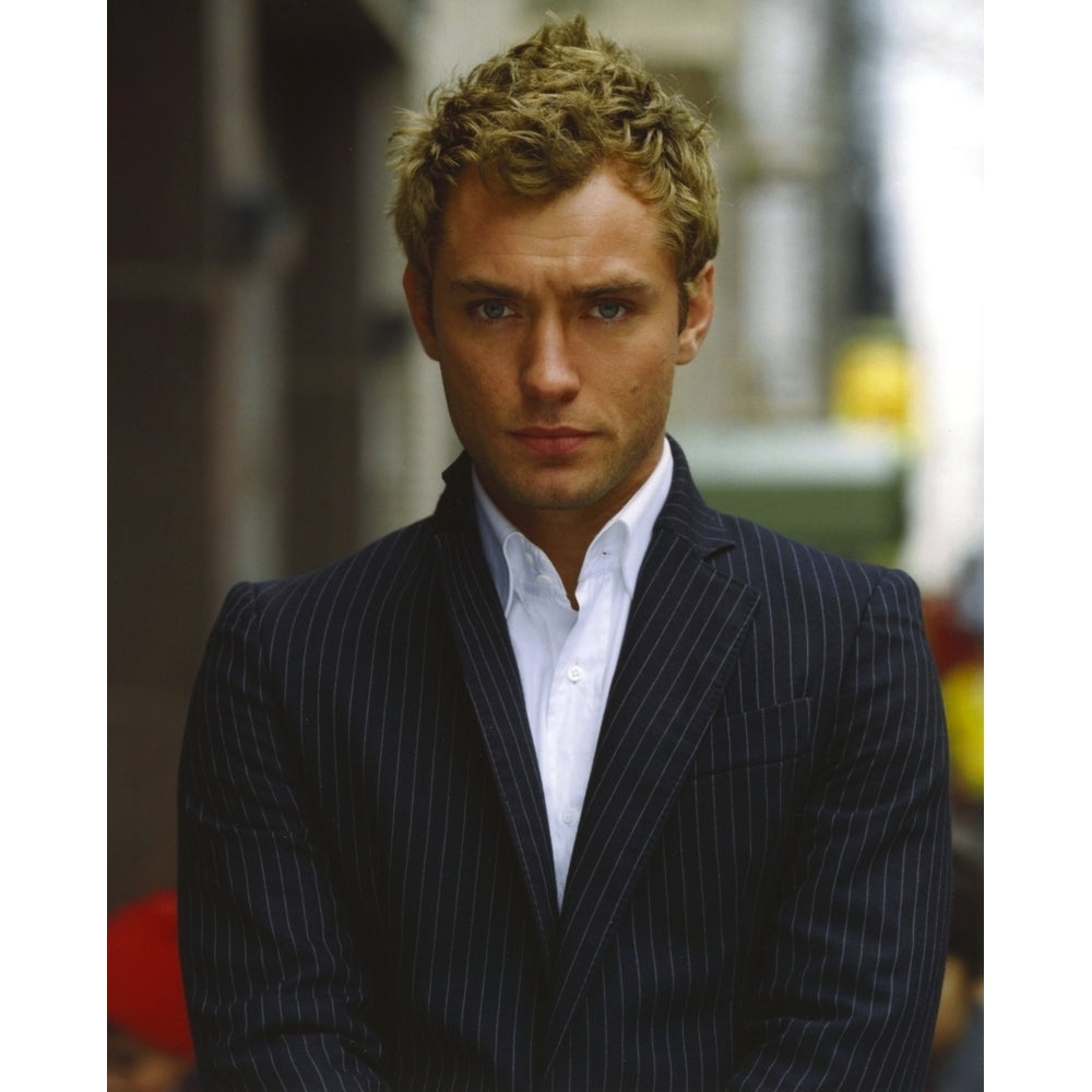 Jude Law Looking at the Camera wearing a Suit and White Undershirt in a Portrait Photo Print Image 1