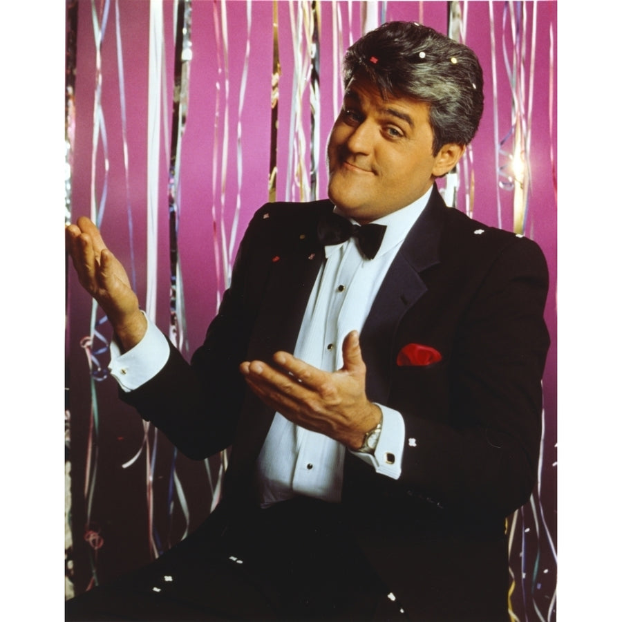 Jay Leno Portrait in Black Suit and White Silk Collar Shirt with Black Blow Tie Photo Print Image 1