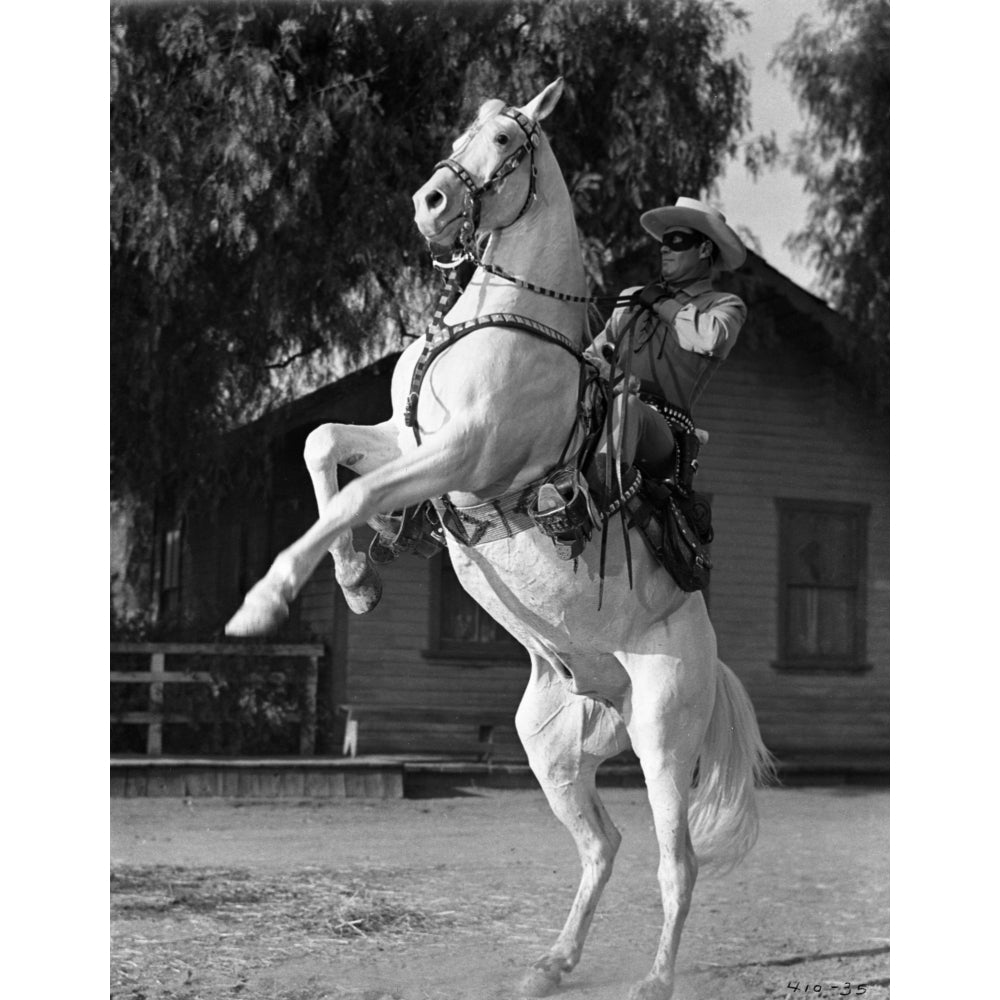 Lone Ranger Riding a Horse wearing a Cowboy Attire Photo Print Image 1