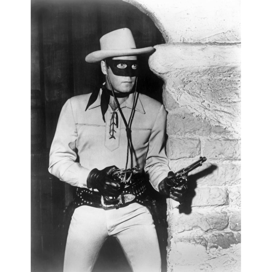 Lone Ranger Man Holding a Gun in Eye Mask and Hat Photo Print Image 1