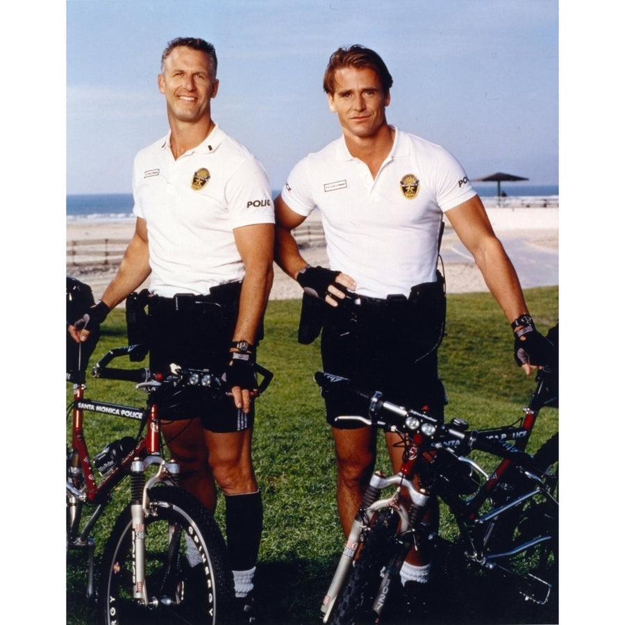 Jim Davidson Posed in White Polo Shirt with Bicycle Photo Print Image 1