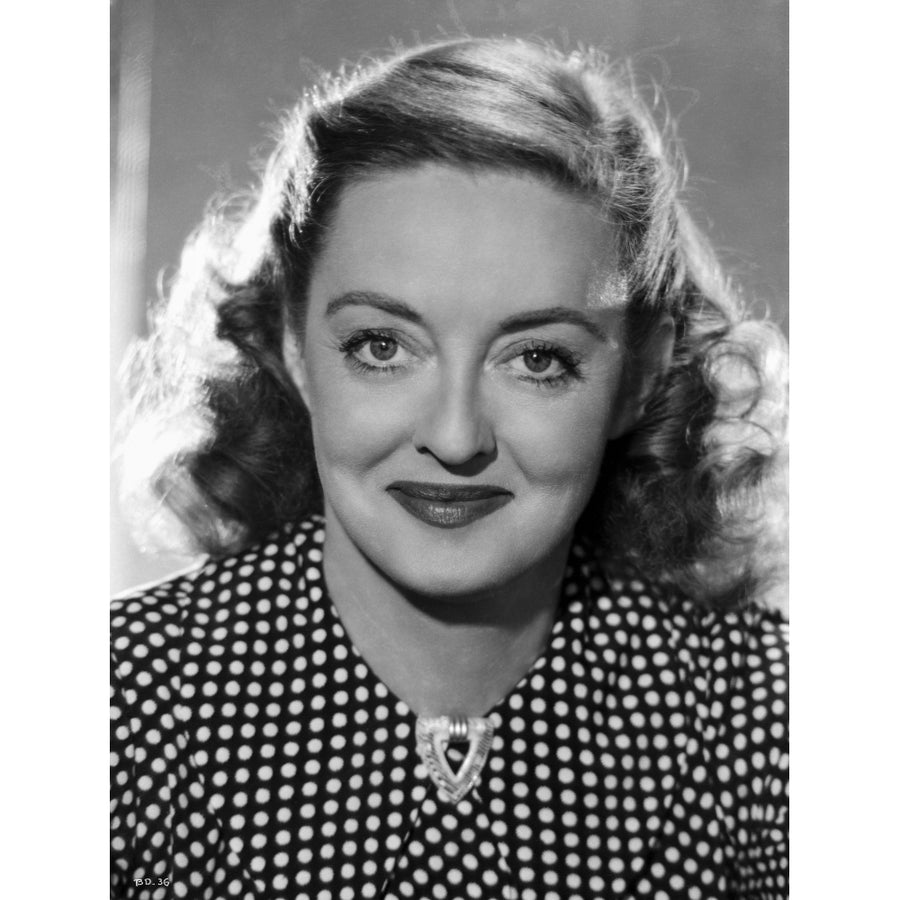 Bette Davis Portrait in White Polka Dot Black Silk Blouse Photo Print Image 1