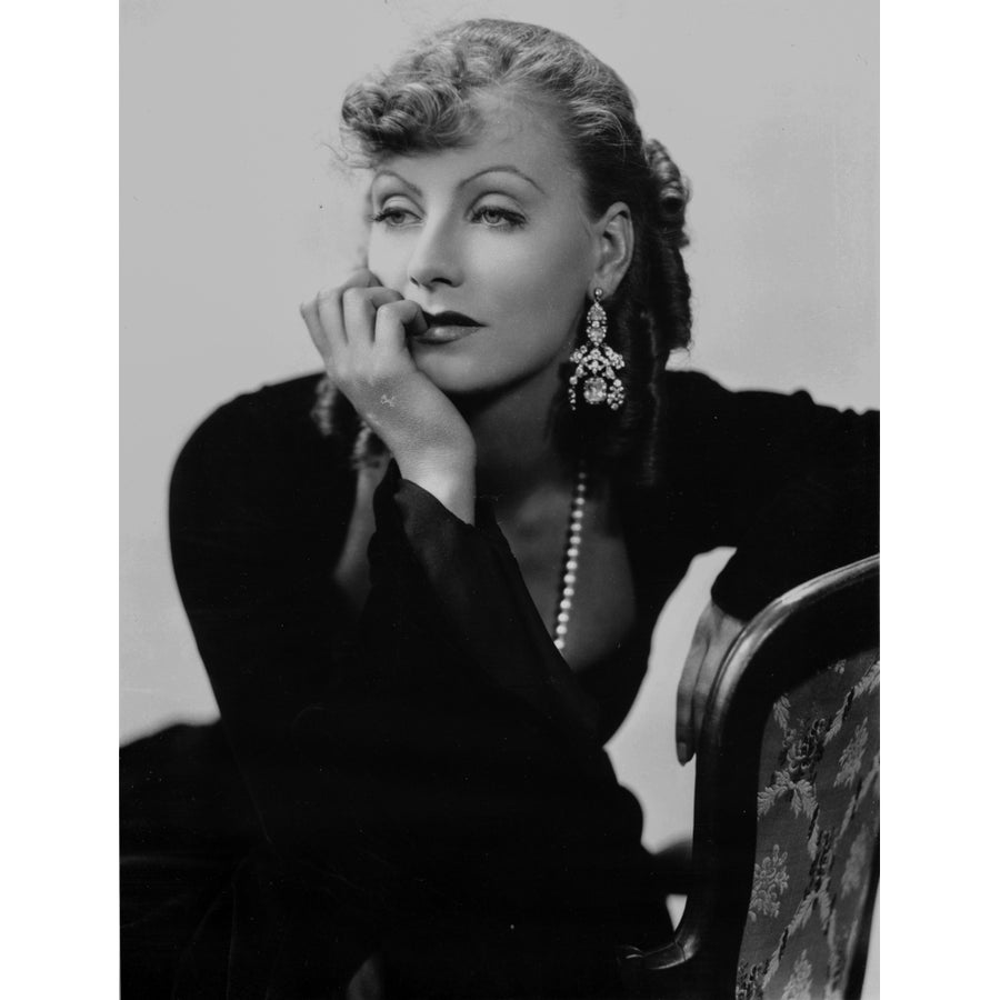 Greta Garbo Lady in Black Leaning on Chair Photo Print Image 1