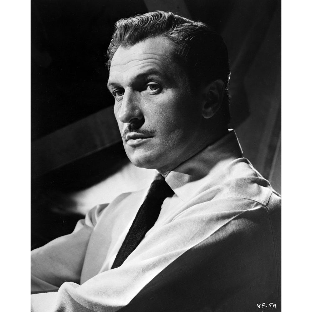 Vincent Price Posed in White Shirt and Necktie Photo Print Image 1