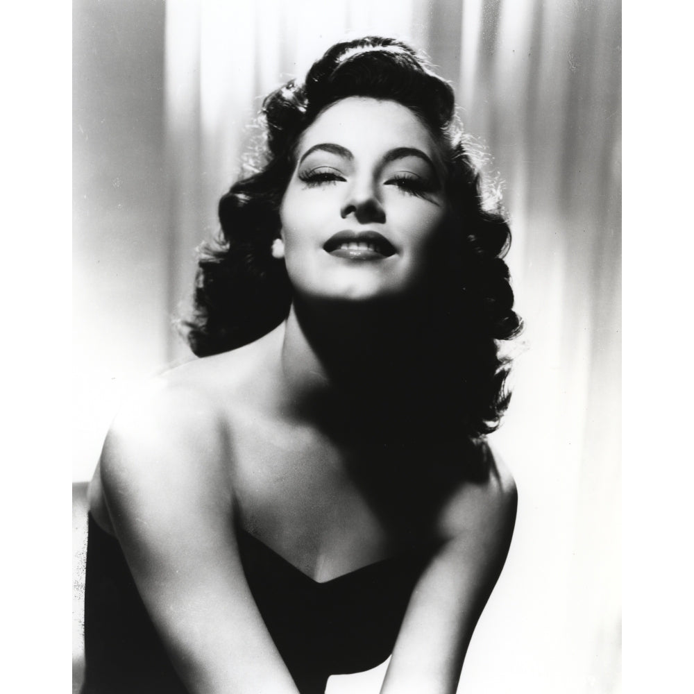 Black and White Portrait of Ava Gardner in Black Dress Photo Print Image 1